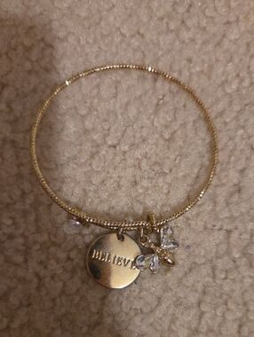 Mary Kay Shiny Gold Charm Bangle with Crystal Bee